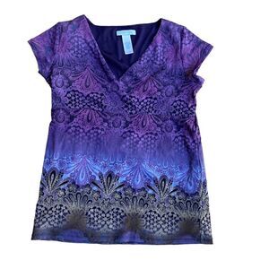 Liz Wear V Neck Crossover Top Size M